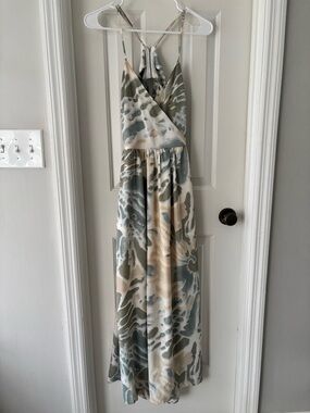 Strappy Maxi Dress in Sage and Cream